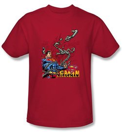 Superman T-shirt Breaking Chains Superhero Adult Red Tee Shirt