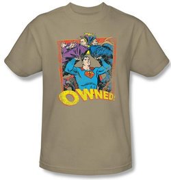 Superman T-shirt DC Comics Owned Adult Khaki Superhero Tee Shirt