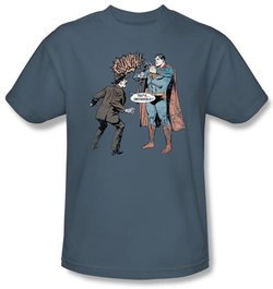 Superman T-shirt Gun Control Adult Superhero Slate Blue Tee Shirt