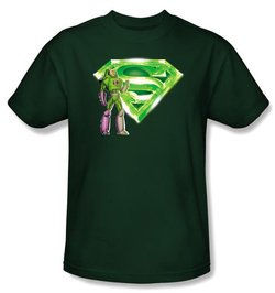 Superman T-shirt Lex Luthor Kryptonite Logo Hunter Green Tee Shirt