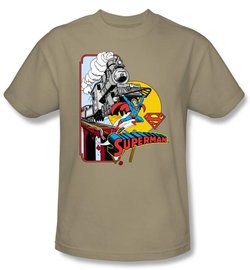 Superman T-shirt Off The Rails DC Comics Superhero Sand Tee Shirt