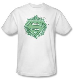 Superman T-shirt Ornate Shield Adult White Superhero Tee Shirt