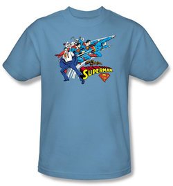 Superman T-shirt Quick Change DC Comics Adult Carolina Blue Tee Shirt