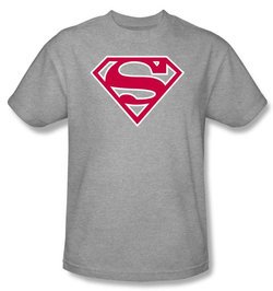 Superman T-shirt Red And White Logo Shield Collegiate Heather Gray Tee