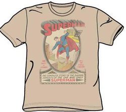 Superman T-shirt - Superman 1 Distressed Adult Sand Colored Tee