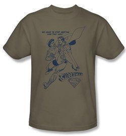 Superman T-shirt Superman And Lois Lane You AgainAdult Khaki Tee Shirt