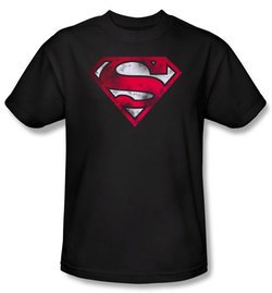 Superman T-shirt War Torn Shield Logo Adult Superhero Tee Shirt