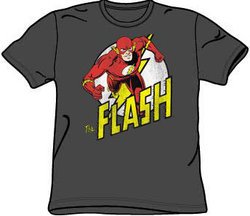 The Flash T-shirt - DC Comics Run Flash Run Adult Charcoal Tee