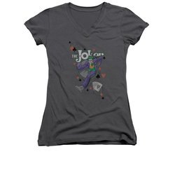 The Joker Shirt Juniors V Neck Big Step Charcoal T-Shirt