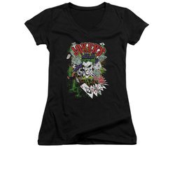 The Joker Shirt Juniors V Neck Jokers Wild Black T-Shirt