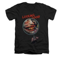 The Joker Shirt Slim Fit V-Neck Looking Good Black T-Shirt