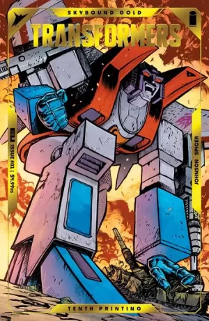 Transformers #1 (10th Printing Cover B - Daniel Warren Johnson & Mike Spicer Starscream Gold Foil Emboss Variant)