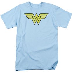 Wonder Woman T-shirt - WW Logo Distressed Adult Light Blue Tee