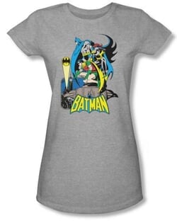 Batman And Robin Juniors T-shirt Heroic Trio Athletic Heather Tee