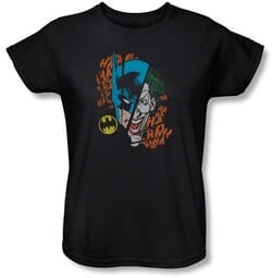 Batman-And-Robin Ladies T-shirt - Broken Visage DC Comics Black