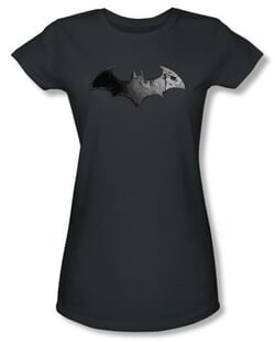 Batman Juniors T-Shirt - Arkham City Bat Logo Charcoal Tee