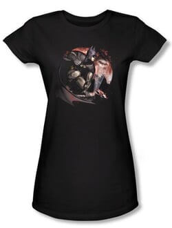 Batman Juniors T-Shirt - Arkham City Blood Moon Black Tee