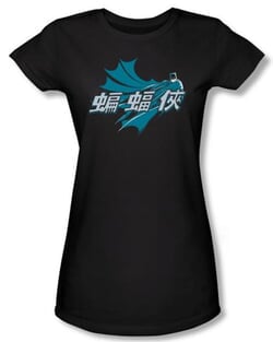 Batman Juniors T-Shirt - Chinese Bat Black Tee