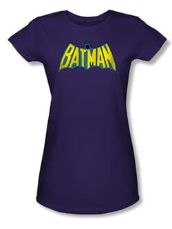 Batman Juniors T-Shirt - Classic Batman Logo Purple Tee