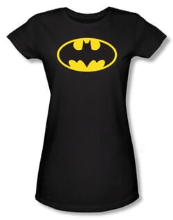 Batman Juniors T-Shirt - Classic Logo Black Tee