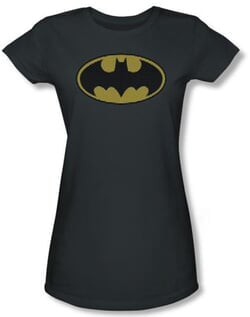 Batman Juniors T-Shirt - Little Logos Charcoal Tee