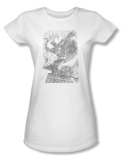 Batman Juniors T-Shirt - Pencil Batarang Throw White Tee