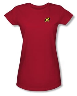 Batman Juniors T-Shirt - Robin Logo Red Tee