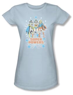 Batman Juniors T-Shirt - Super Powers Light Blue Tee