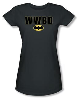 Batman Juniors T-Shirt - WWBD Bat Logo Charcoal Grey Tee