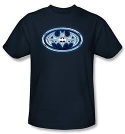 Batman Kids T-Shirt - Cyber Bat Shield Youth Navy Blue Tee