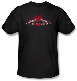 Batman Kids T-Shirt - Steel Flames Logo Youth Black Tee