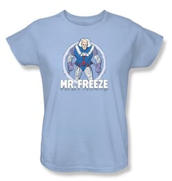 Batman Ladies T-Shirt - Mr Feeze Light Blue Tee