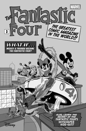 Fantastic Four #28 ((Retailer 100 Copy Incentive Variant) TBD Artist B&W Disney Ff Variant)