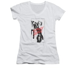 Harley Quinn Shirt Juniors V Neck Inked White T-Shirt