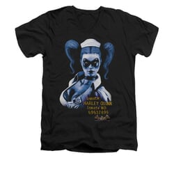 Harley Quinn Shirt Slim Fit V-Neck Inmate Black T-Shirt