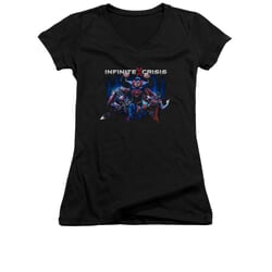 Infinite Crisis Shirt Juniors V Neck Superman Black T-Shirt