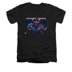 Infinite Crisis Shirt Slim Fit V-Neck Superman Black T-Shirt