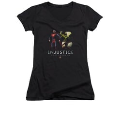 Injustice Gods Among Us Shirt Juniors V Neck Supermans Revenge Black T-Shirt