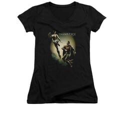 Injustice Gods Among Us Shirt Juniors V Neck Wonderwoman VS Superman Black T-Shirt