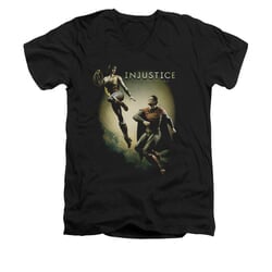 Injustice Gods Among Us Shirt Slim Fit V-Neck Wonderwoman VS Superman Black T-Shirt