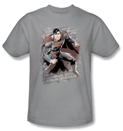 Justice League Kids T-shirt Superman Bricks Youth Silver Gray Shirt