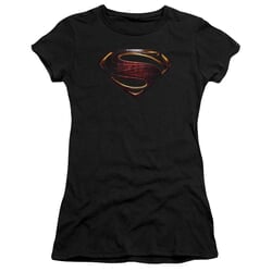 Justice League Movie Juniors Shirt Superman Logo Black T-Shirt