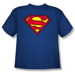 Kids Superman Classic Logo T-shirt Youth Royal Blue Tee Shirt