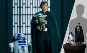 Luke Skywalker, R2-D2 and Grogu Star Wars Statues