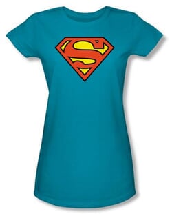 Superman Juniors Logo T-shirt DC Comics Turquoise Tee Shirt