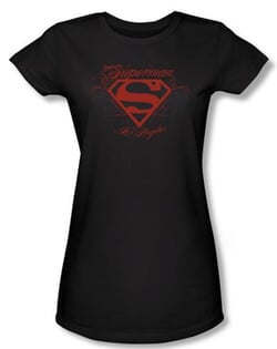 Superman Juniors T-shirt DC Comics Los Angeles Shield Black Tee Shirt