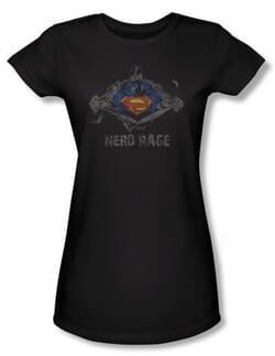 Superman Juniors T-shirt DC Comics Nerd Rage Black Tee Shirt