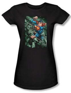 Superman Juniors T-shirt DC Comics Superhero Indestructible Black Tee