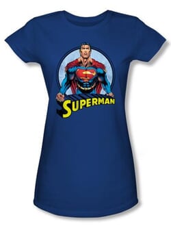 Superman Juniors T-shirt Flying High Again Royal Blue Tee Shirt