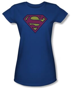 Superman Juniors T-shirt Little Logos Shield Royal Blue Tee Shirt